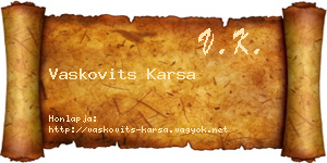 Vaskovits Karsa névjegykártya